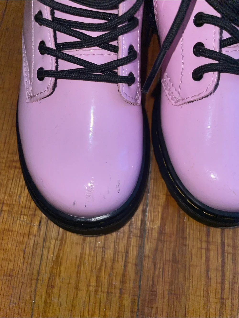 Dr. Martens Kids Pink Gloss Combat Boots